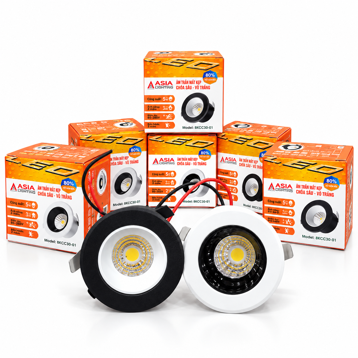 Đèn LED âm trần và hộp ASIA