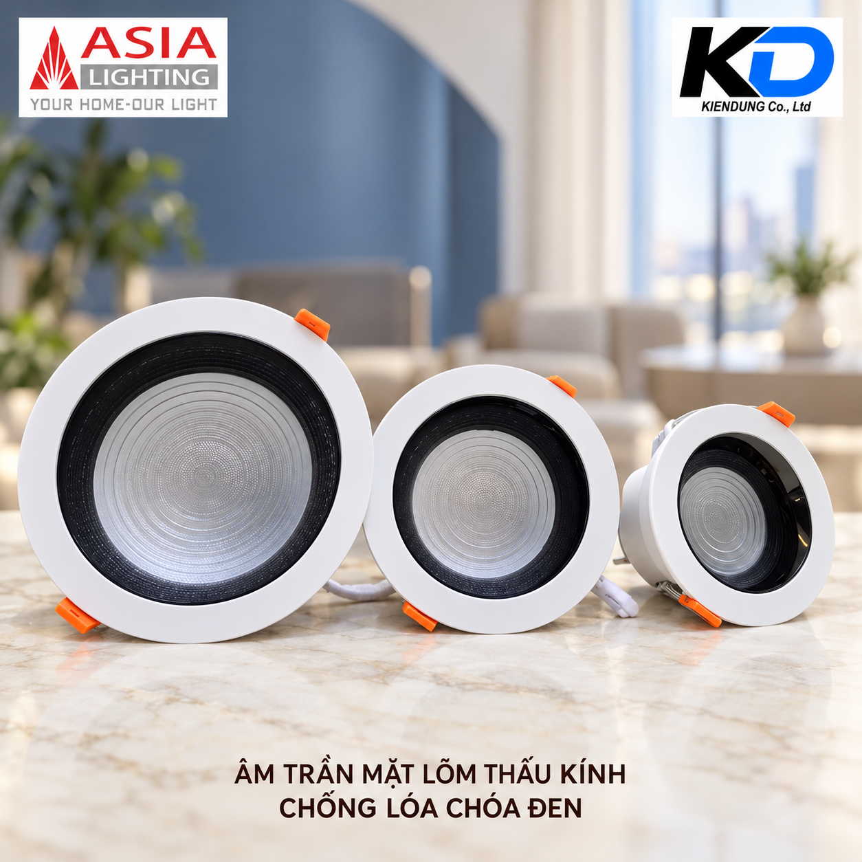 Bộ ba đèn âm trần chống lóa-5