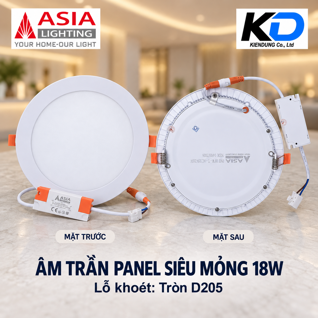 Đèn âm trần panel 18W hai mặt