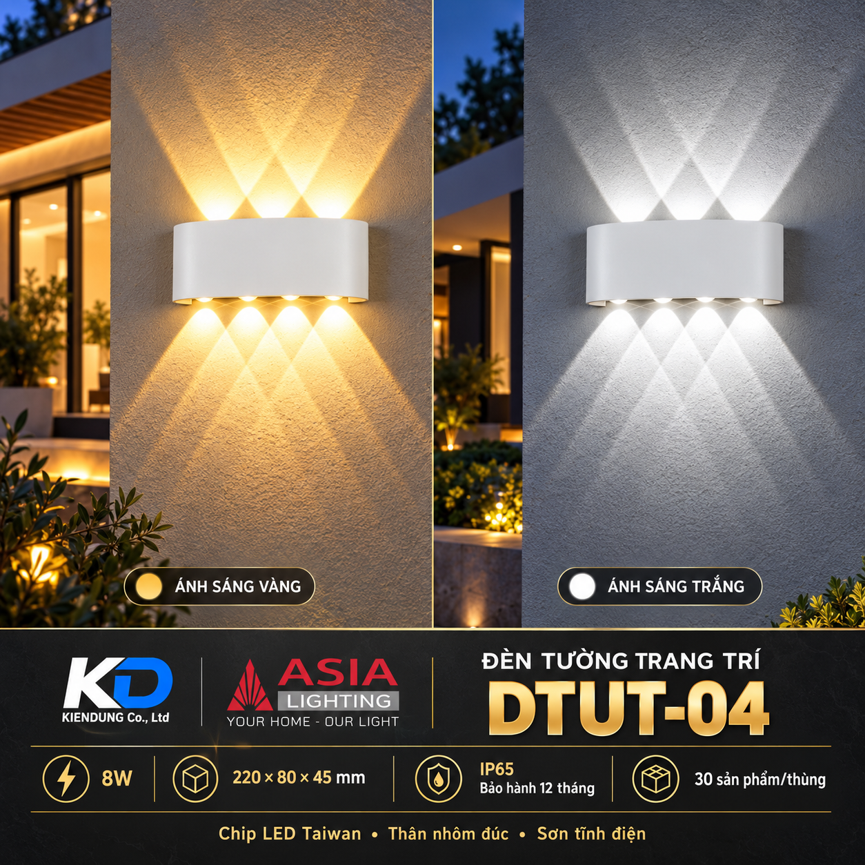 Đèn tường villa ánh vàng và trắng-5