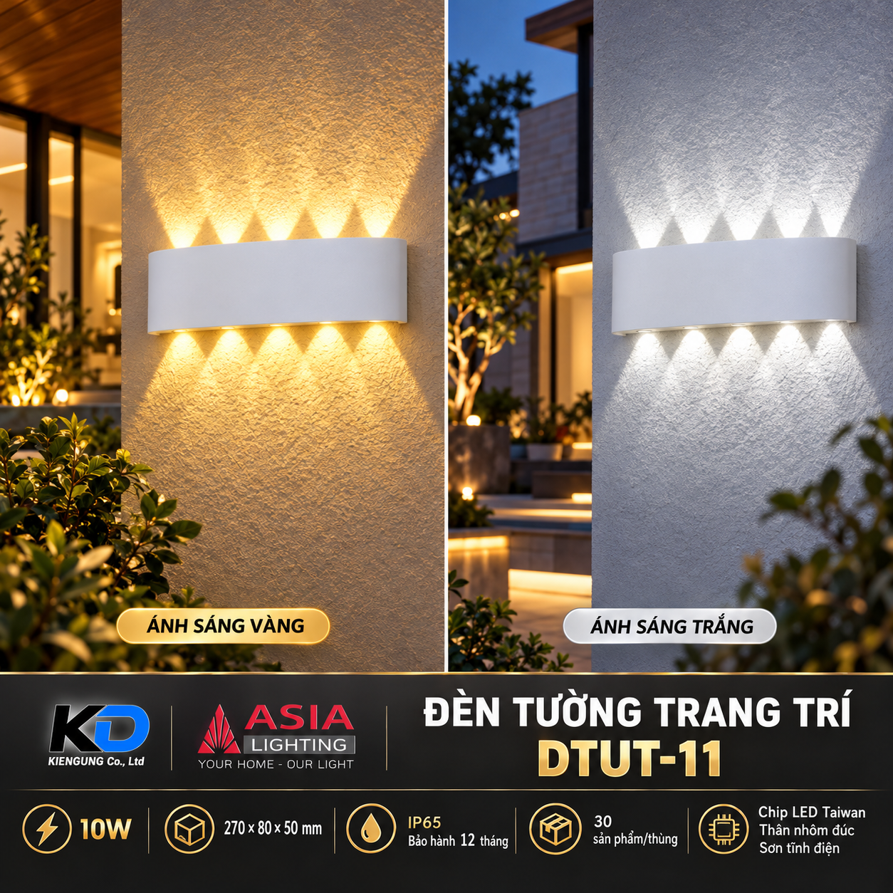 Đèn tường ngoại thất hai sắc sáng-3