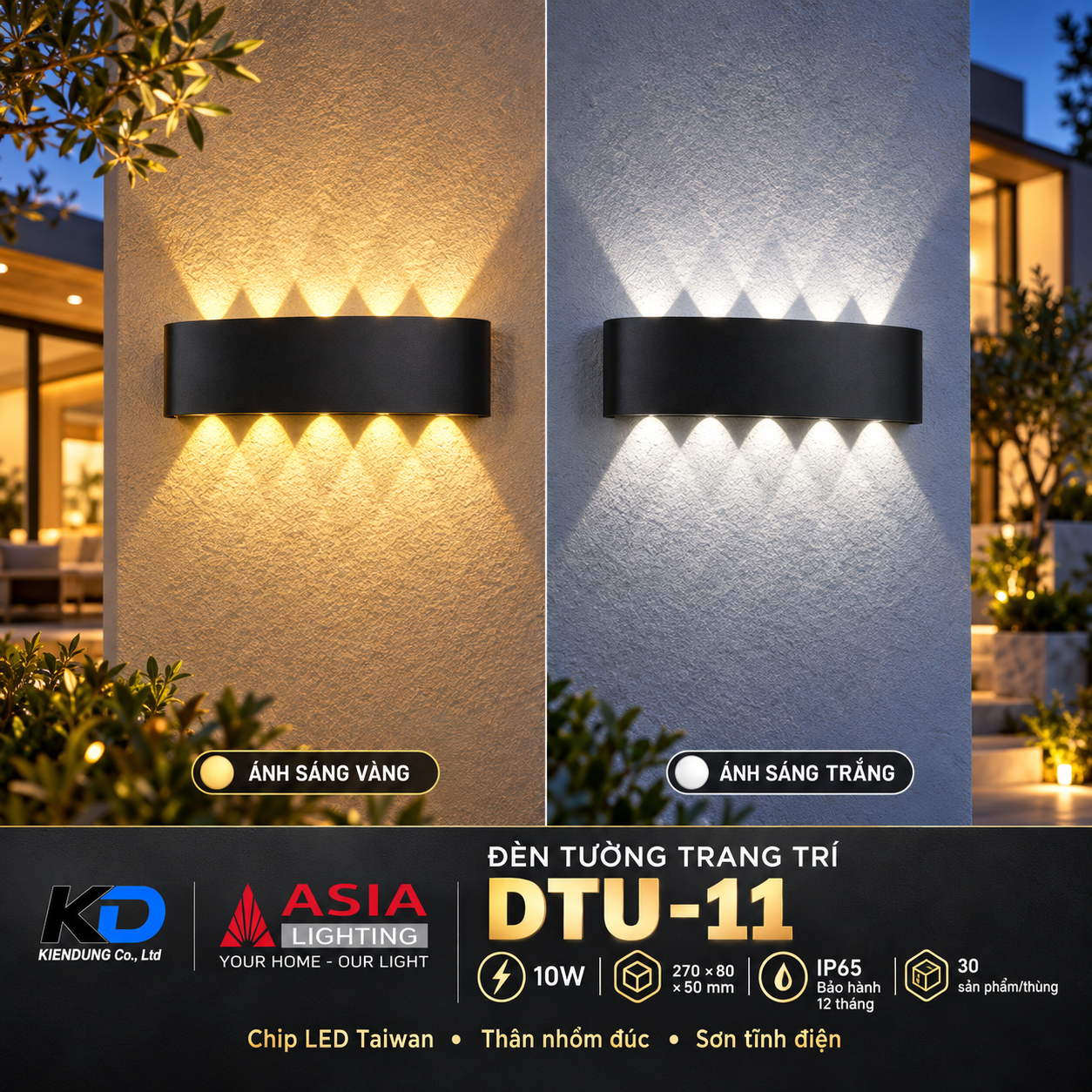 Đèn tường villa hai sắc sáng-10
