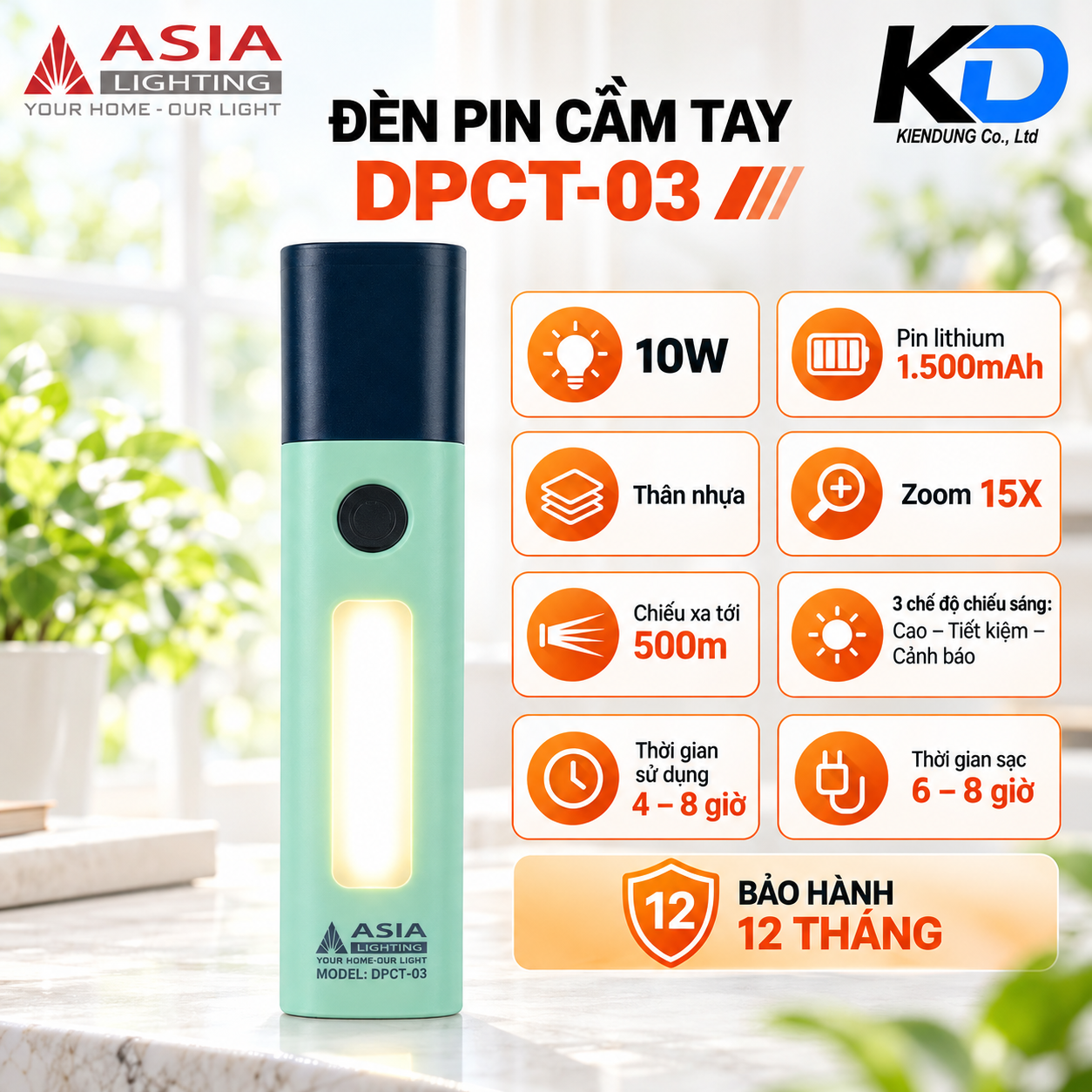 Đèn pin DPCT-03, chiếu xa 500m-4