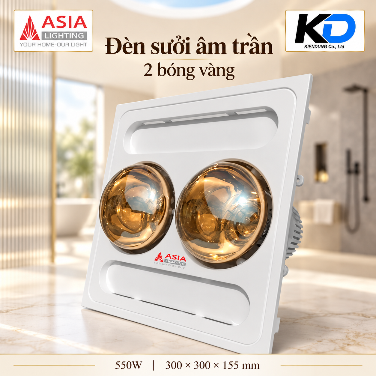 Đèn sưởi âm trần hai bóng vàng-7