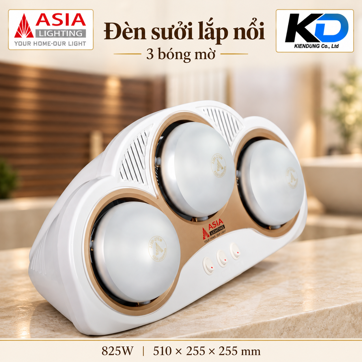 Đèn sưởi 3 bóng phong cách Nhật-5