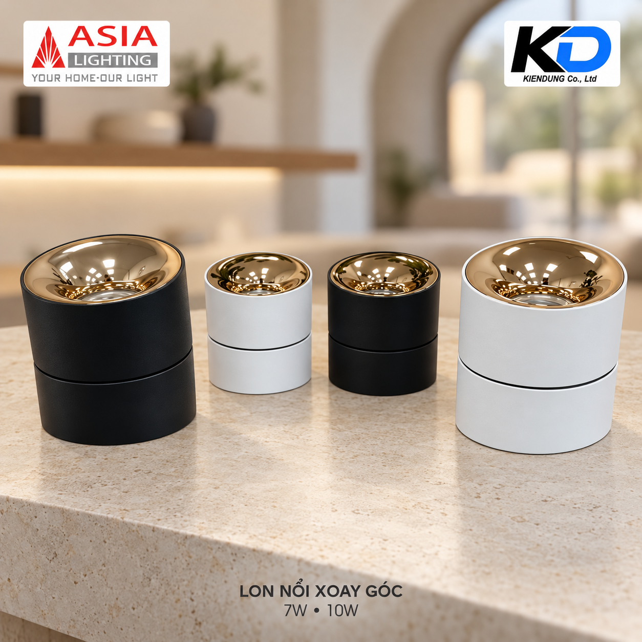 Bộ bốn đèn rọi xoay góc cao cấp-1