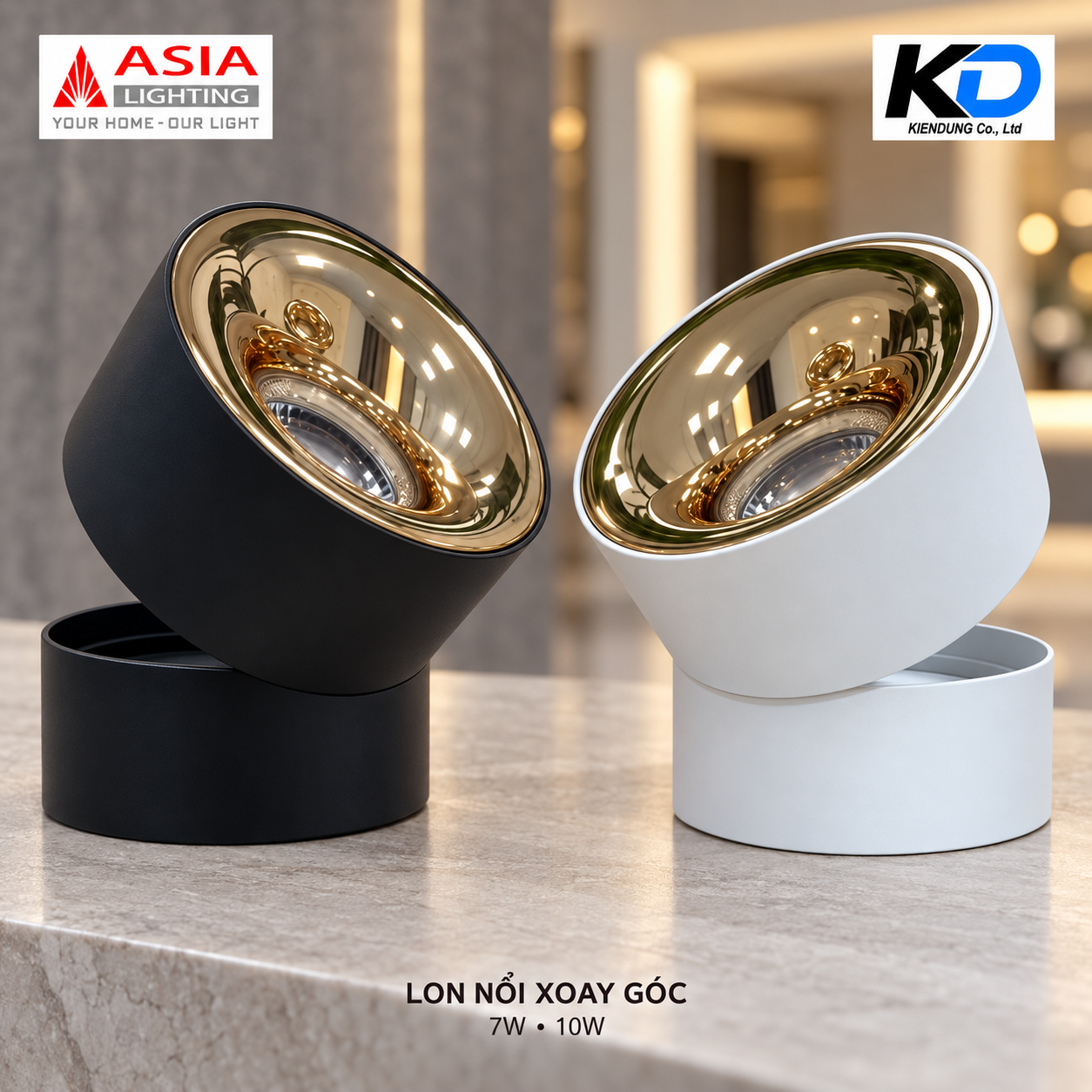 Cặp đèn lon xoay góc 10W-2