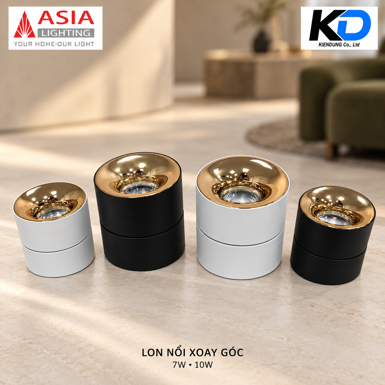 Bốn đèn lon xoay góc cao cấp-4