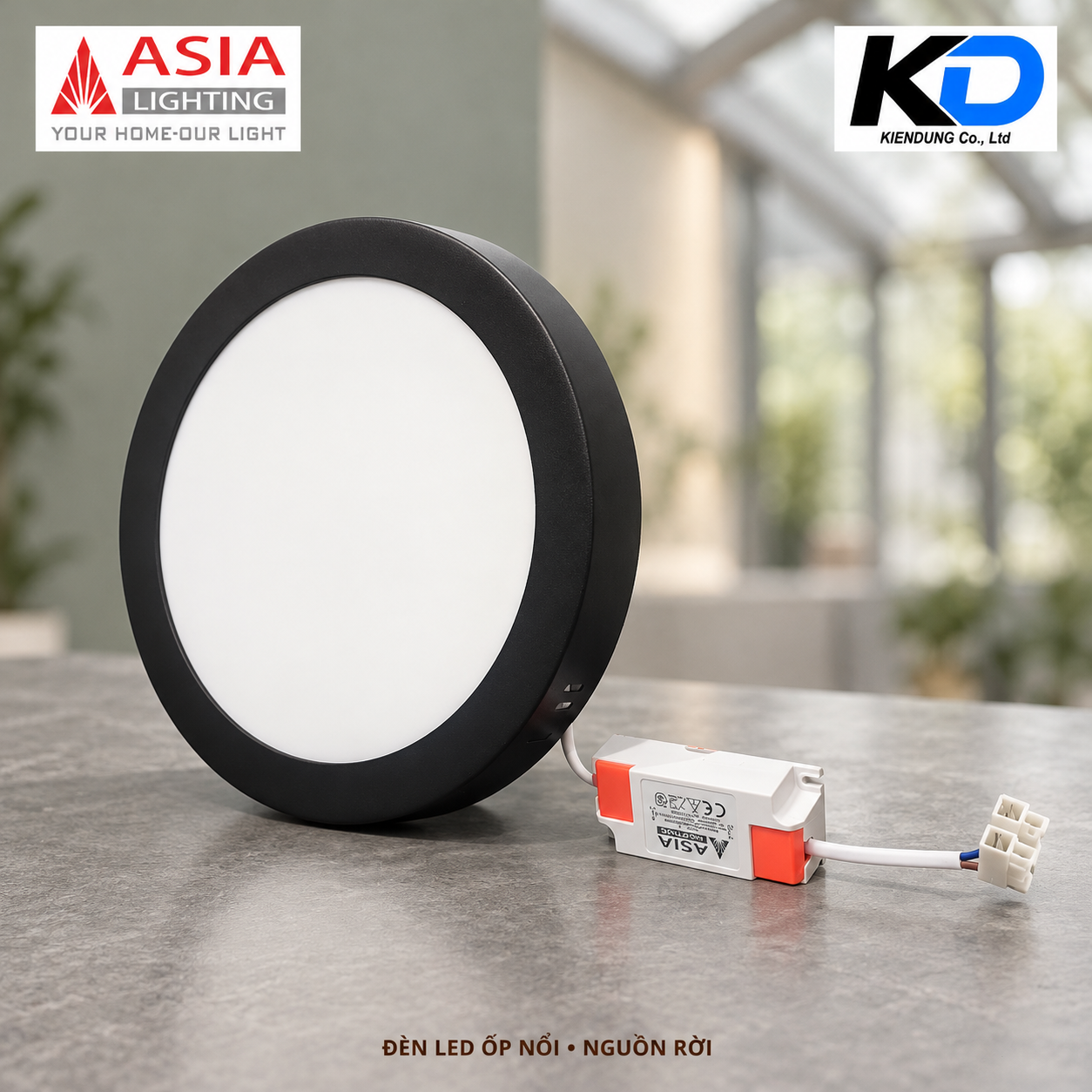 Đèn LED ốp nổi tròn đen-3