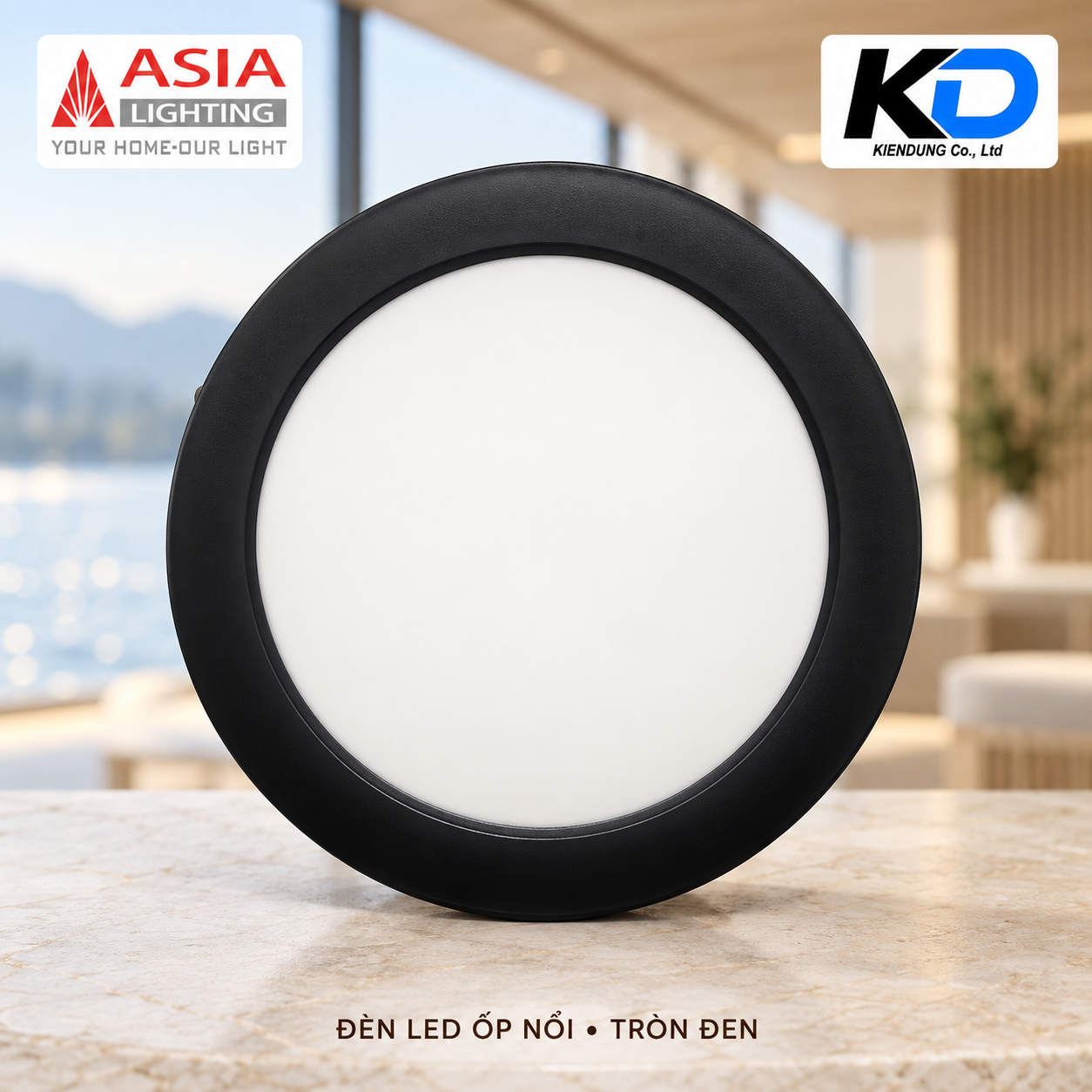 Đèn LED tròn đen bên hồ-6