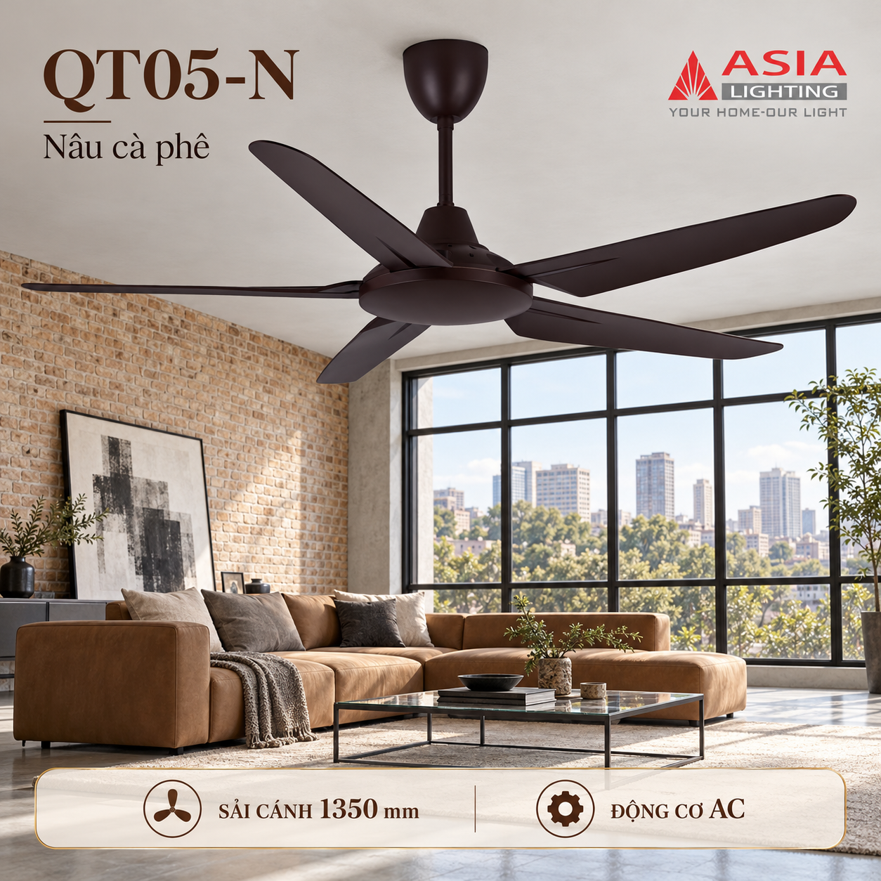 Quạt trần QT05-N trong loft đô thị-7