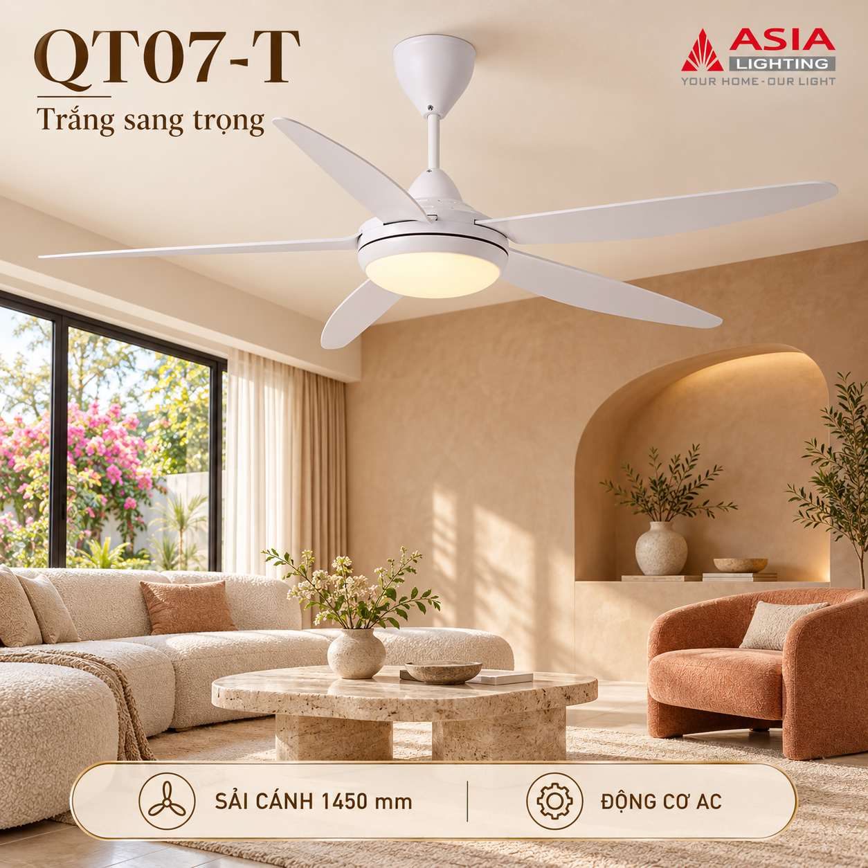 Quạt trần trắng QT07-T sang trọng-17
