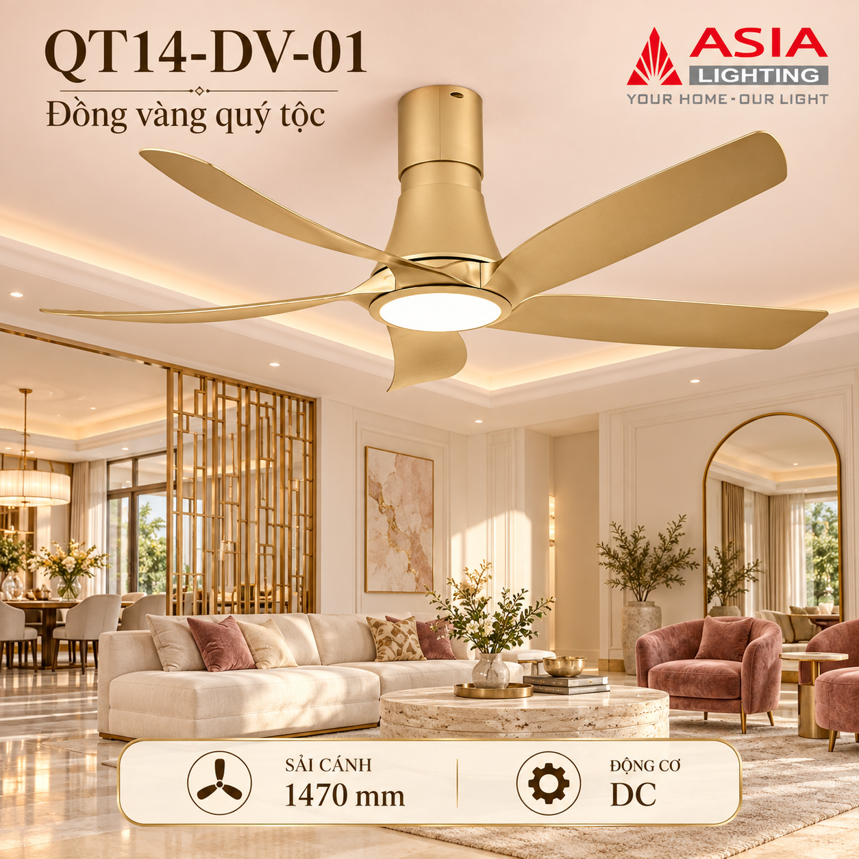 Quạt trần QT14 trong salon sang trọng-42