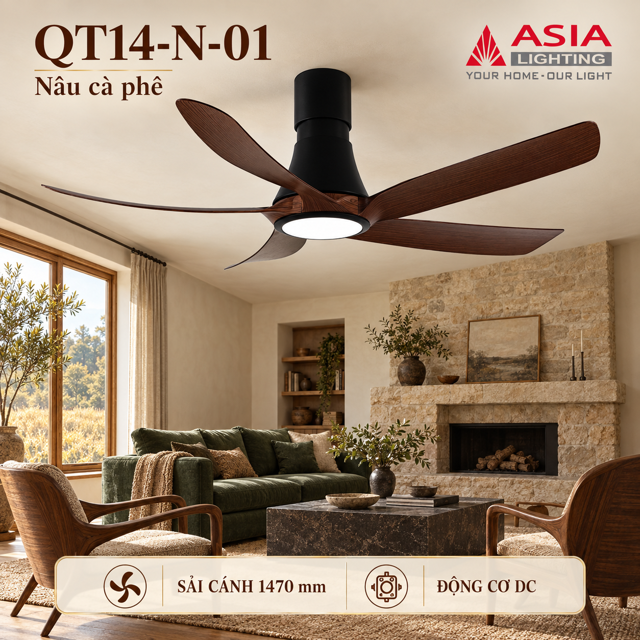 Quạt trần QT14-N-01 phòng khách đồng quê-41