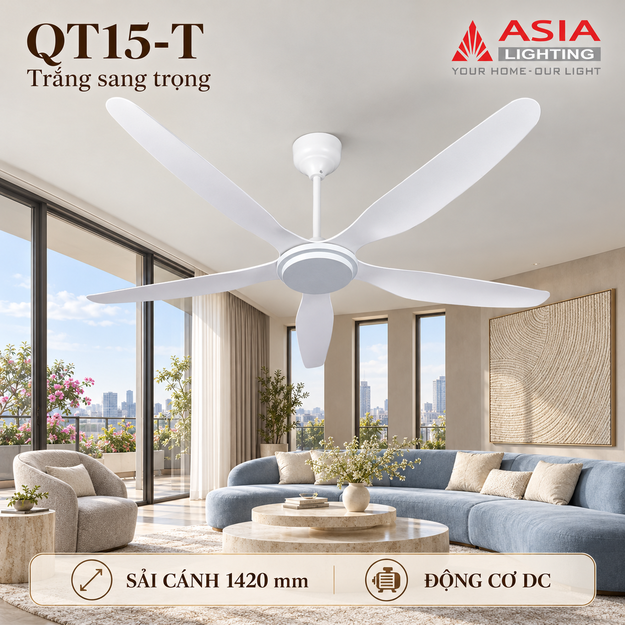 Quạt trần trắng, không gian sang trọng-44