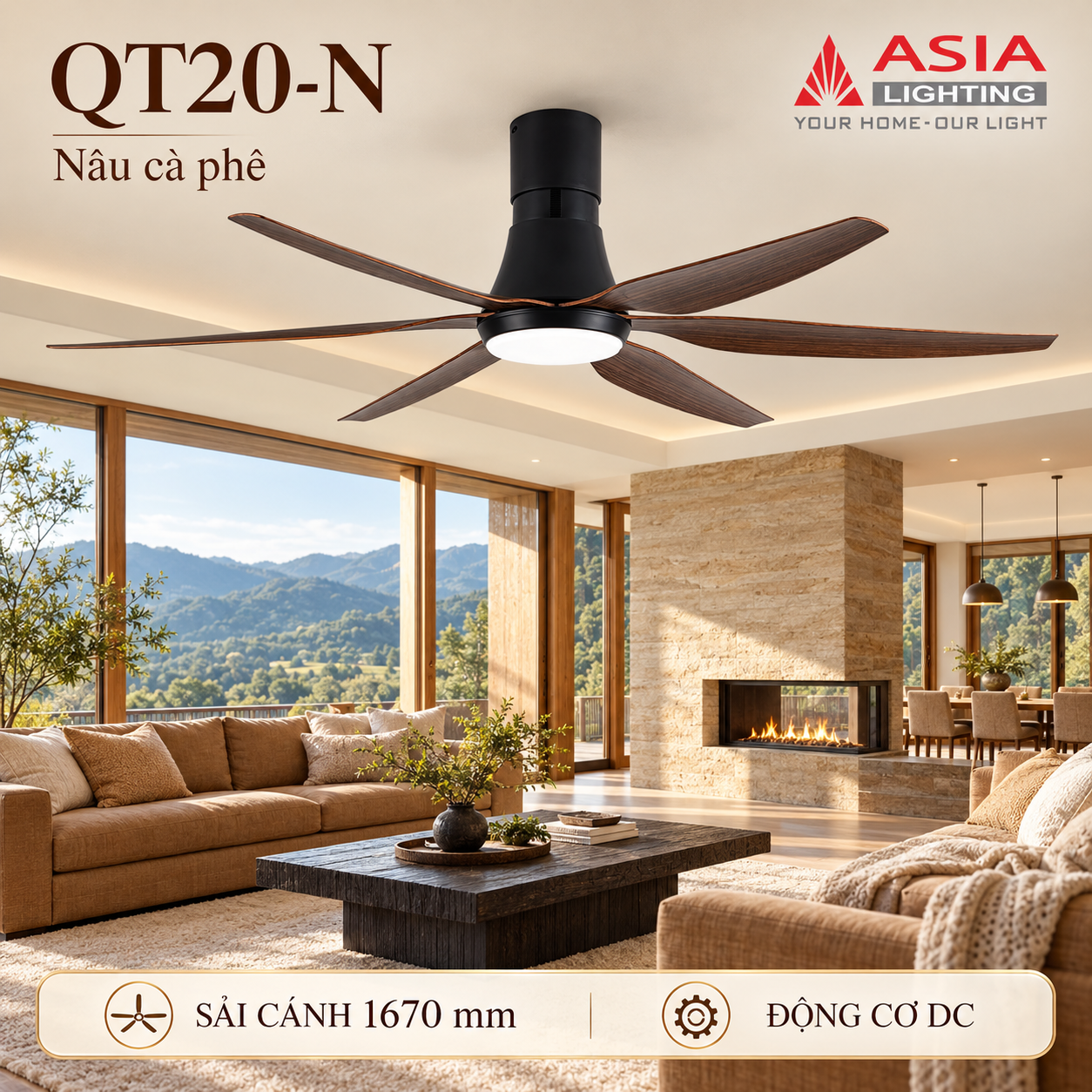 Quạt trần QT20-N trong phòng khách núi-63