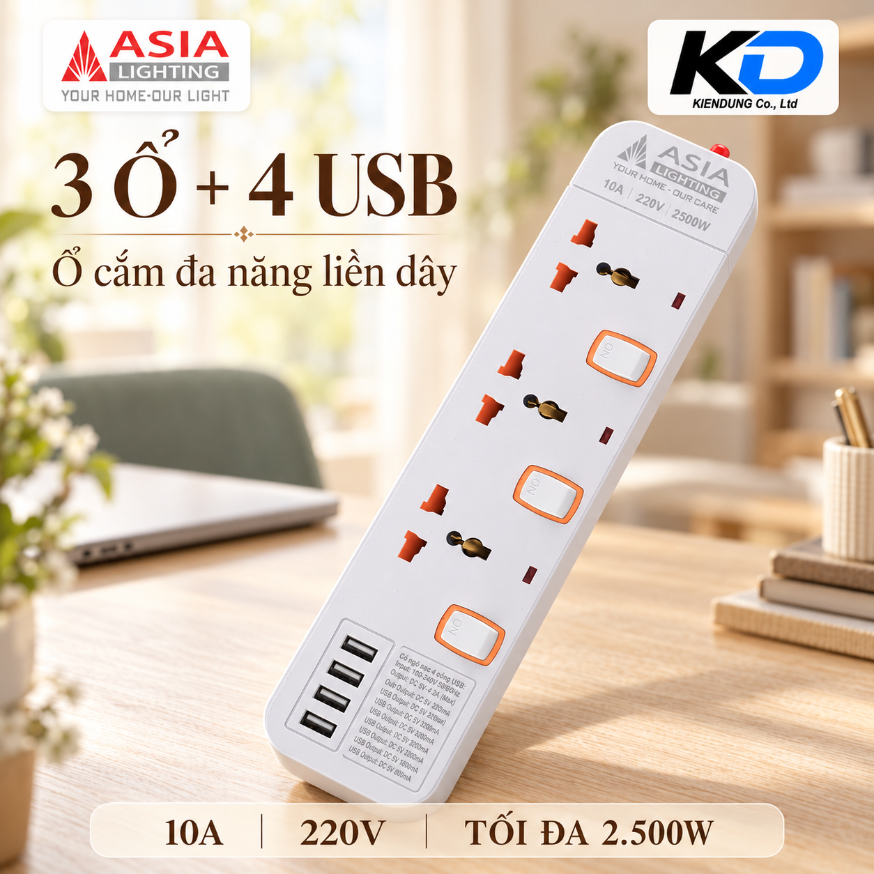 Ổ cắm 3 ổ, 4 USB-1
