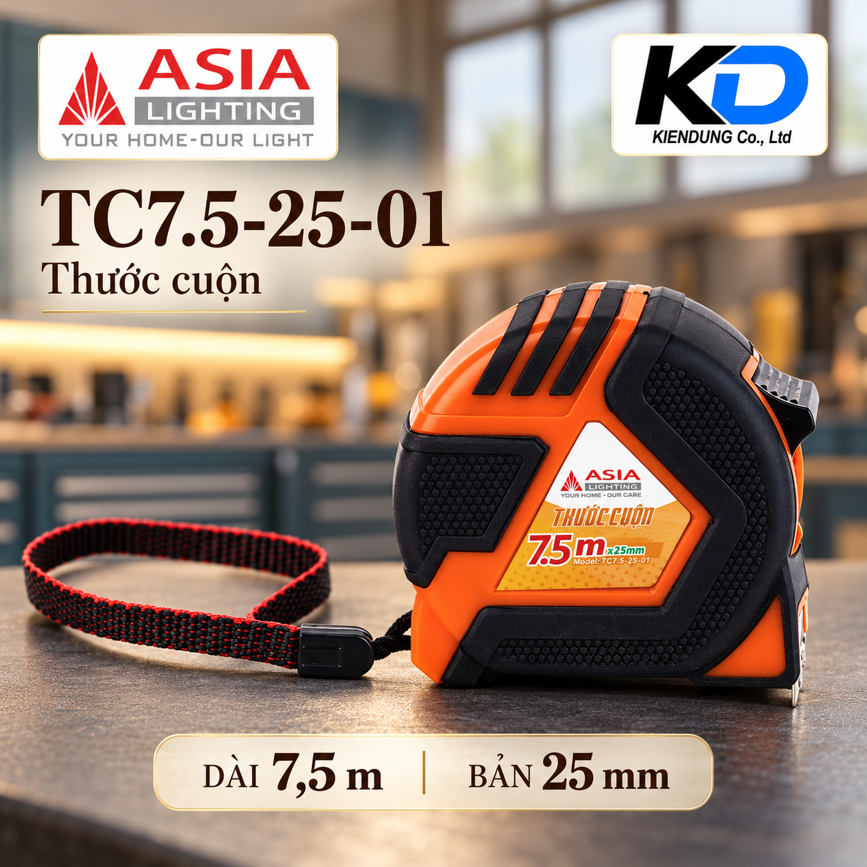 Thước cuộn cam đen cao cấp-3