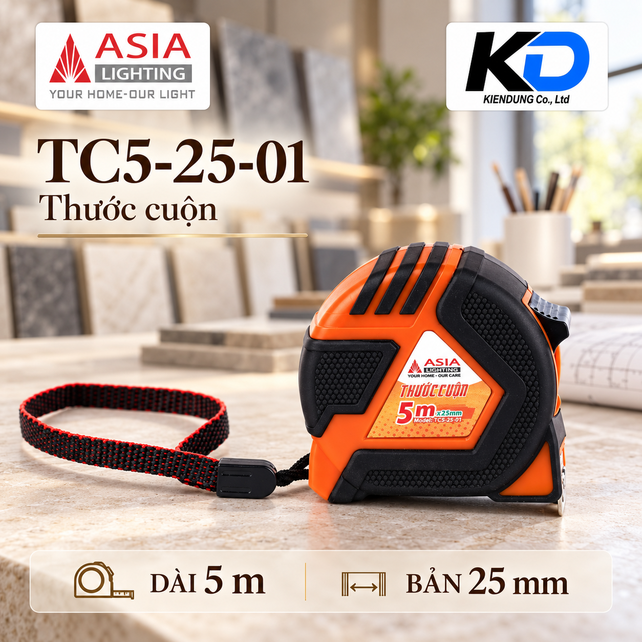 Thước cuộn cam đen TC5-25-01-2