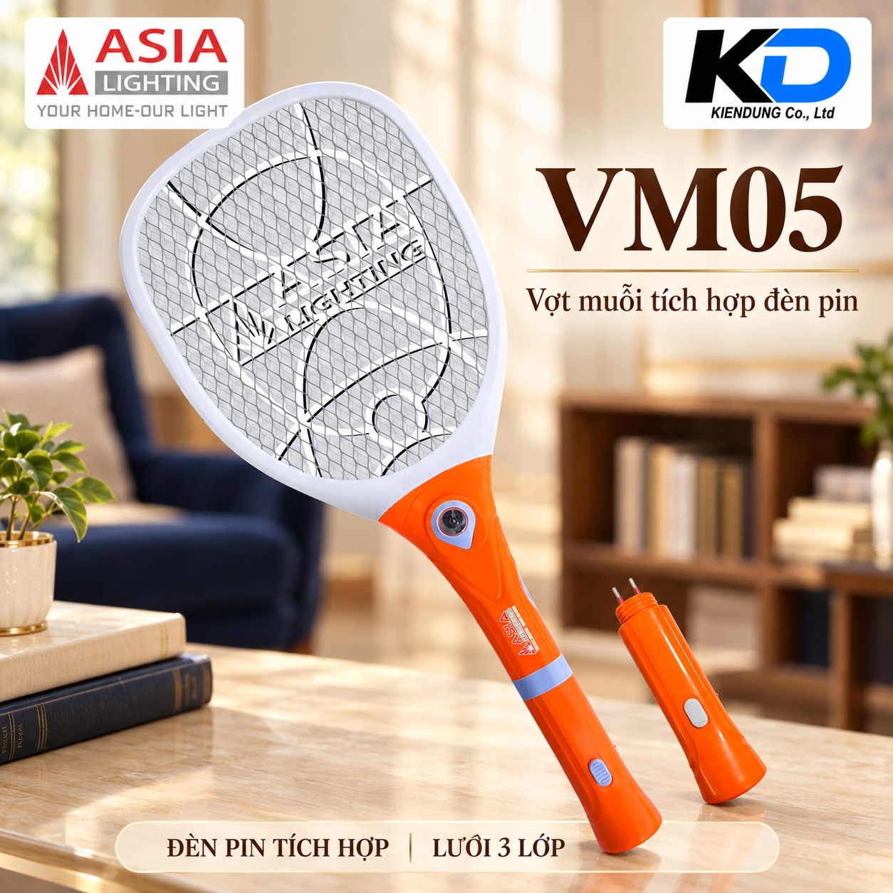 VM05 – Vợt muỗi tích hợp đèn pin-3